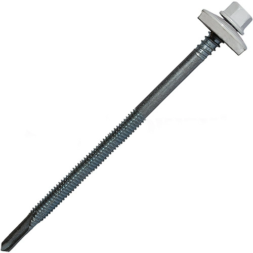 Саморез для сэндвич-панелей 6.3/5.5x235 мм RUSPERT (SILVER GREY), RAL 9003 белый сигнальный, 20 шт, Hardwex