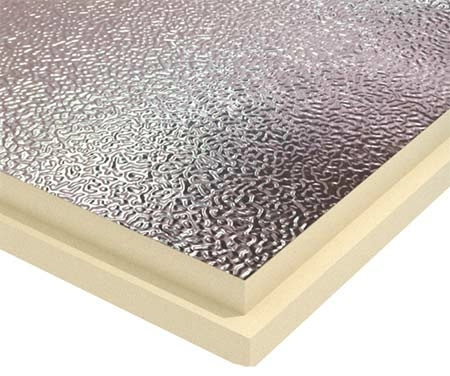Pir-плита PirroMembrane 600х1200х80, Теплоизоляция с двусторонней облицовкой алюминиевой тисненой фольгой 50 мкм, Пиррогрупп