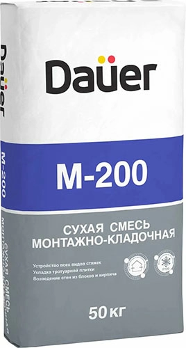 Dauer Сухая смесь М-200 Монтажно-кладочная 50 кг, ПМД-10 мешок