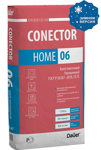 Conector Home 06 Зима, 25 кг, Клей плиточный Улучшенный C0 TE, Dauer, мешок