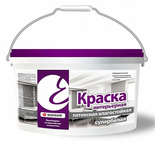 Краска интерьерная латексная влагостойкая супербелая, 45 кг ведро