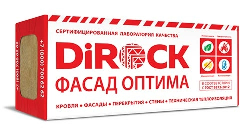 Минеральная вата DiRock Фасад Оптима (1000х600х100 мм) 2 шт (1,2 м2, 0,12 м3) в упаковке