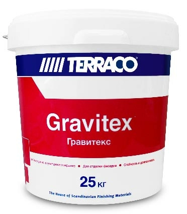 Декоративная штукатурка Terraco GRAVITEX GRANULE на акриловой основе с зернистой текстурой типа «шуба» 1,5 мм, 25 кг ведро