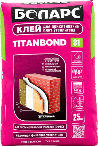 Клей для систем теплоизоляции TITANBOND Боларс, 25 кг, мешок