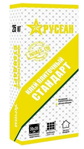 Клей для плитки СТАНДАРТ в мешках, Русеан, 25 кг