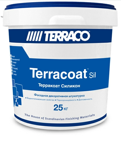 Декоративная штукатурка TERRACOAT STANDARD SIL на силиконовой основе с высокой текстурой типа «шагрень» База NP, 25 кг ведро