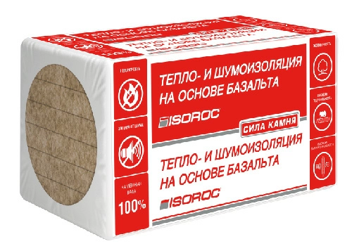 Негорючие гидрофобизированные плиты ISOROC ИЗОВЕНТ-Н, 1000х600х70 мм, 6 шт. (3,6 м2, 0,252 м3) в упаковке