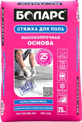Стяжка для пола высокопрочная Основа, 25 кг мешок, БОЛАРС