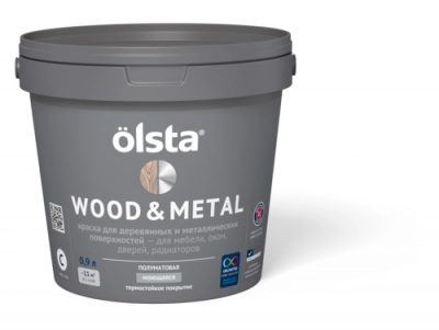 Краска универсальная Olsta Wood&metal по дереву и металлу база С 2,7 л