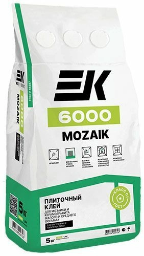 Белый клей для мозаики 6000 MOZAIK 5 кг мешок ЕК Кемикал