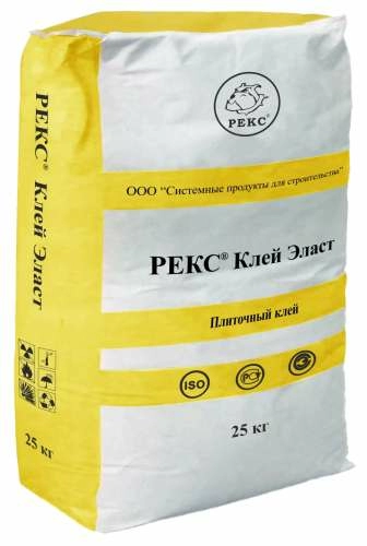 Рекс Эласт, плиточный клей серый, 25 кг, мешок