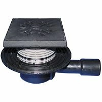 HL510NPrG Трап с гориз. выпуском, решёткой и подрамником из чугуна и "СУХИМ" сифоном Primus DN50/75/110