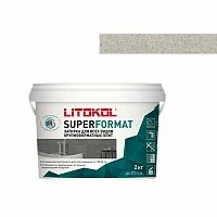 Затирка SUPERFORMAT, 2 кг, Серо-бежевый, Для всех видов крупноформатных плит, Litokol, ведро – ТСК Дипломат