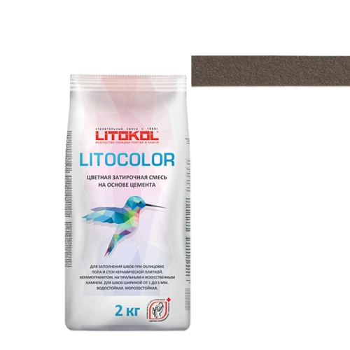 Цветная затирочная смесь LITOCOLOR, L.13 Графит, мешок, 2 кг – ТСК Дипломат