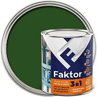 Грунт-эмаль FAKTOR на ржавчину 3 в 1 зеленая, банка 0,8 кг