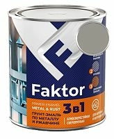 Грунт-эмаль FAKTOR на ржавчину 3 в 1 серая, банка 6 кг