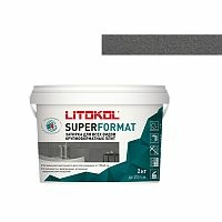 Затирка SUPERFORMAT, 2 кг, Антрацит, Для всех видов крупноформатных плит, Litokol, ведро – ТСК Дипломат