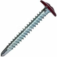 Саморез с прессшайбой со сверлом 4.2x32 мм RAL 3005 красное вино, 500 шт, Hardwex