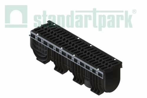 Лоток водоотводный пластиковый PolyMax Drive ЛВ-20.26.30-ПП с РВ "шина" ВЧ кл.Е (к-т) 08560355, класс Е600, комплект, Стандартпарк