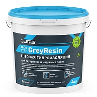 Гидроизоляция эластичная с защитой от УФ-лучей GLIMS GreyResin, 4 кг ведро