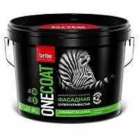Краска BRITE PROFESSIONAL ONE COAT фасадная высокоукрывистая база А, ведро 9 л