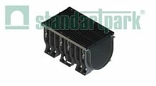 Лоток водоотводный пластиковый PolyMax ЛВ-50.60.56-ПП с РВ щель ВЧ кл. Е (к-т) 0890005, класс Е600, комплект, Стандартпарк