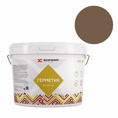 Герметик ECOROOM AS-16, 15 кг, орех, для деревянного строения, ведро