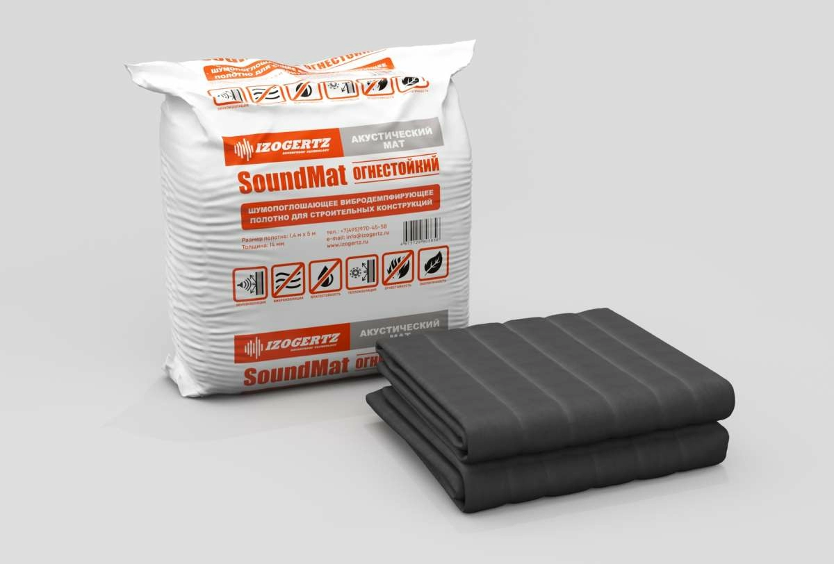 Акустический мат Izogertz SoundMat Огнестойкий (5000х1400х14мм) в уп. 7м2