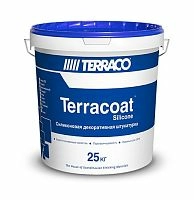 Декоративная штукатурка Terraco TERRACOAT GRANULE Silicon 1,5 мм, на силиконовой основе со сглаженной текстурой типа «шуба» 25 кг ведро