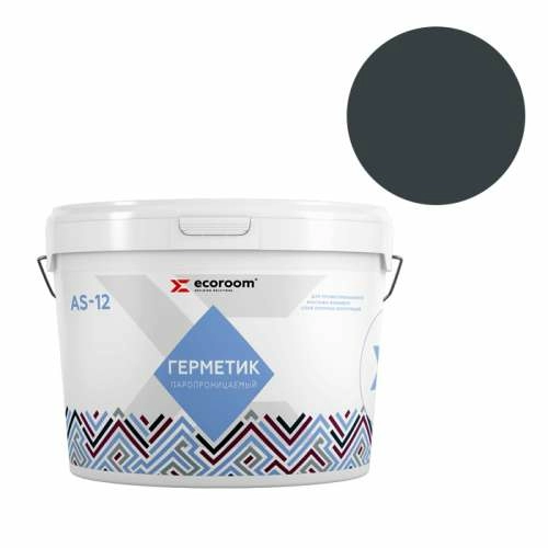 Герметик ECOROOM AS-12, 15 кг, RAL 7016, акриловый паропроницаемый для монтажа светопрозрачных конструкций, ведро