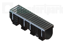 Лоток водоотводный пластиковый PolyMax Drive ЛВ-20.26.20-ПП с РВ ОС "ячейка" кл.А (к-т) 0856011D, класс А15, комплект, Стандартпарк