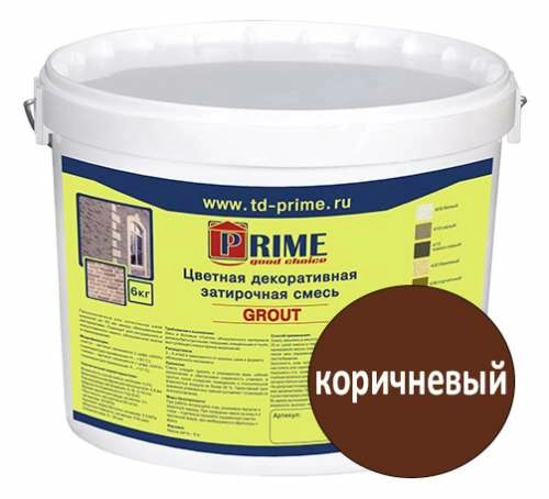 Цветная декоративная затирка Prime Grout, коричневая, 6 кг ведро