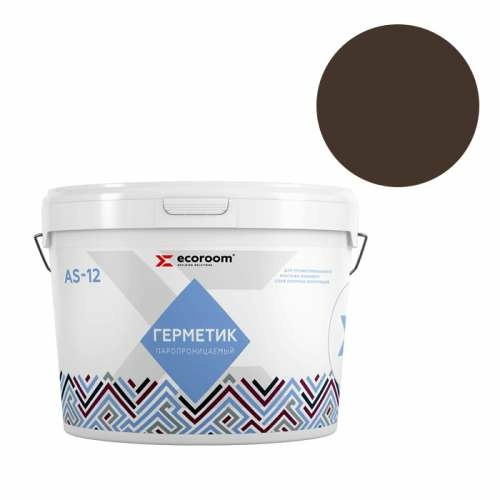 Герметик ECOROOM AS-12, 15 кг, RAL 8017, акриловый паропроницаемый для монтажа светопрозрачных конструкций, ведро