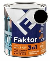 Грунт-эмаль FAKTOR на ржавчину 3 в 1 черная, банка 6 кг