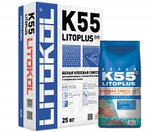 Клей белый для стеклянной, керамической и каменной мозаики LITOPLUS K55 (класс С2 TЕ), 25 кг, LITOKOL