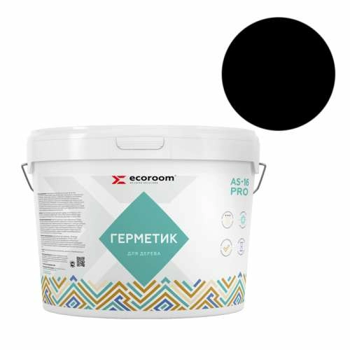 Герметик Ecoroom AS-16 PRO, 15 кг, черный, для деревянного строения, ведро