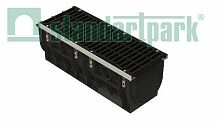 Лоток водоотводный пластиковый PolyMax ЛВ-30.39.38-ПП c РВ щель кл.Е (к-т) 0874015, класс Е600, комплект, Стандартпарк