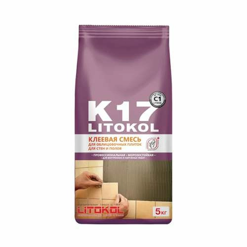 Клей для плитки и керамогранита LITOKOL K17 (класс С1), 5 кг, LITOKOL