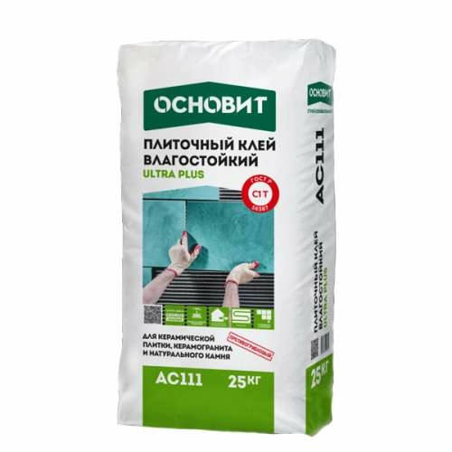 ULTRA PLUS AC111, противогрибковый клей плиточный, Основит, 25 кг