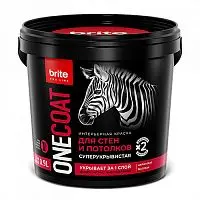 Краска BRITE PROFESSIONAL ONE COAT для стен и потолков высокоукрывистая база А, ведро 0,9 л