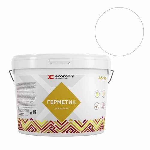 Герметик ECOROOM AS-16, 15 кг, белый, для деревянного строения, ведро