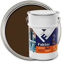 Грунт-эмаль FAKTOR на ржавчину 3 в 1 шоколадная RAL 8017, банка 6 кг