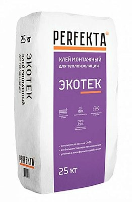 Клей монтажный для теплоизоляции Экотек, Perfekta, 25 кг