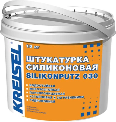 SILIKONPUTZ 030, Силиконовая декоративная штукатурка,фактура "короед", DR2,0 мм / DR3,0 мм, цветовая группа 2, ведро, 25 кг, KREISEL