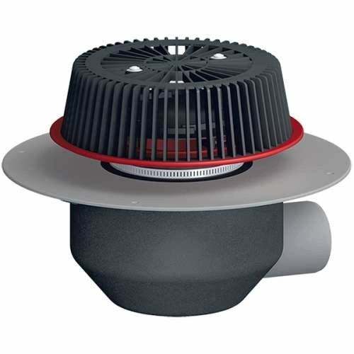 HL64.1P SAFE/7 воронка для аварийного водостока, с гориз. выпуском, корп. из ПВХ и электрообогревом DN75