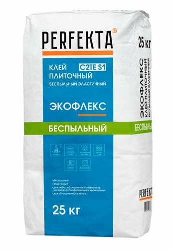 Клей плиточный беспыльный эластичный Экофлекс C2TE S1, Perfekta, 25 кг