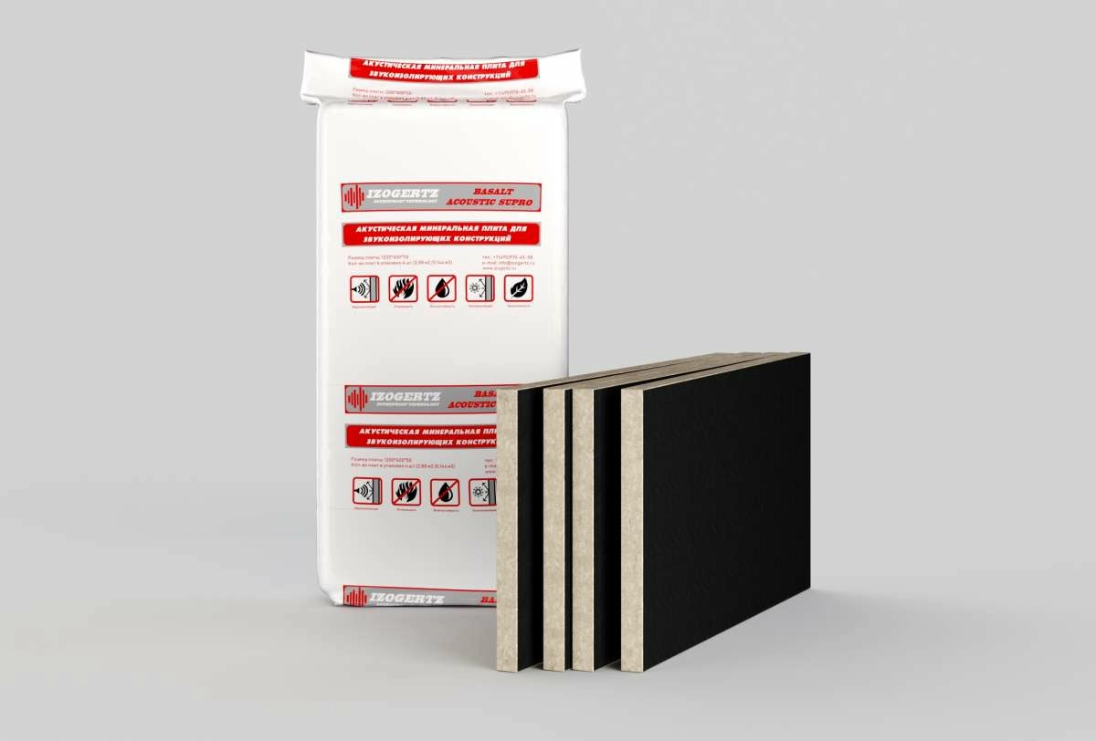 Шумопоглощающая минплита Izogertz Basalt Acoustic Supro(1200x600x50мм) в уп 4шт. 2,88м2.пл.80кг/м3