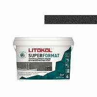 Затирка SUPERFORMAT, 2 кг, Черный графит, Для всех видов крупноформатных плит, Litokol, ведро – ТСК Дипломат