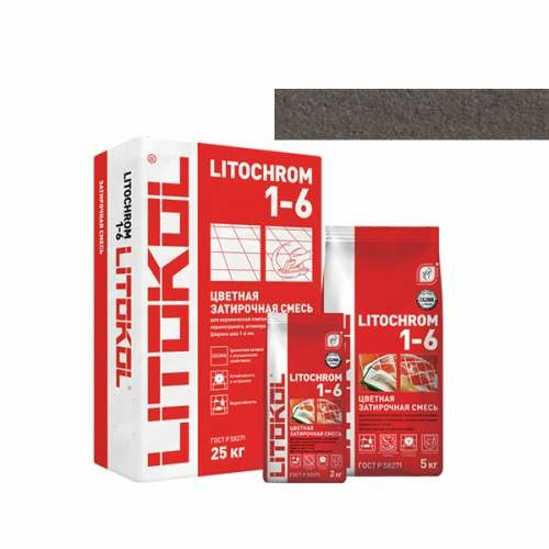 Затирка LITOCHROM 1-6, мешок, 5 кг, Оттенок C.40 Антрацит, LITOKOL – ТСК Дипломат