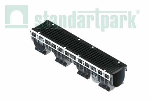 Лоток водоотводный пластиковый PolyMax Drive ЛВ-15.21.20-ПП c РВ щель. ВЧ кл.D (к-т) 0824004, класс D400, комплект, Стандартпарк